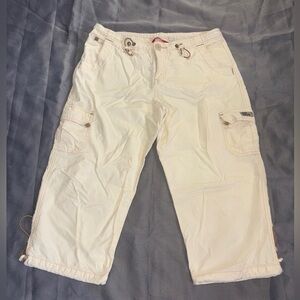 UNIONBAY Cream Khaki Utility Cargo Bungee Cord Capris Juniors Size 7